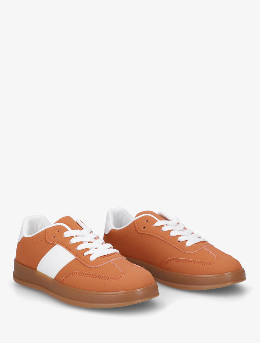 Sneakers unies à semelle caoutchouc - Orange - 4