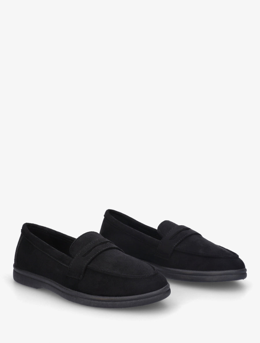 Mocassins unis en suédine - Noir - 4