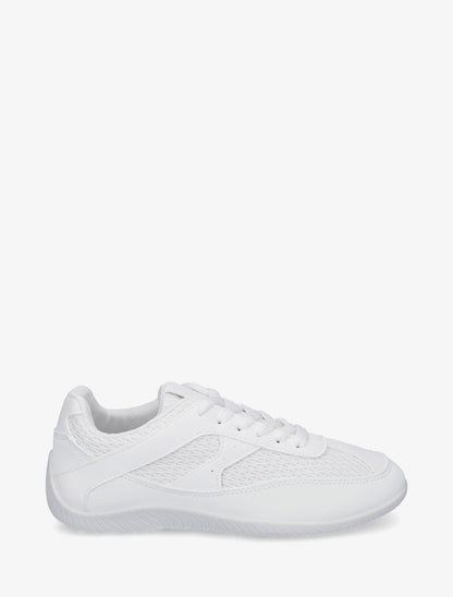 Sneakers en simili et toile - Blanc - 1