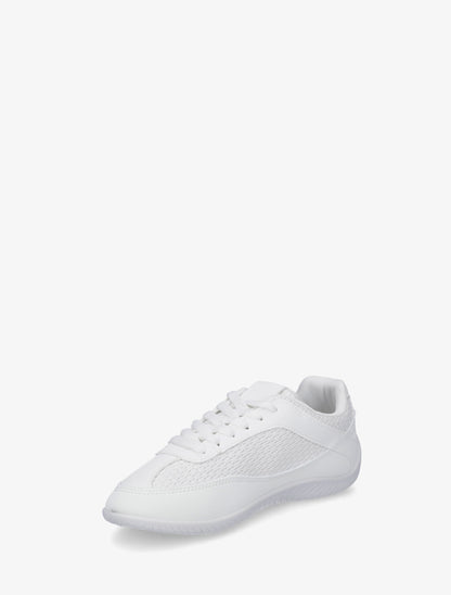 Sneakers en simili et toile - Blanc - 3