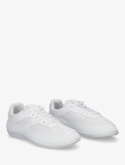 Sneakers en simili et toile - Blanc - 4