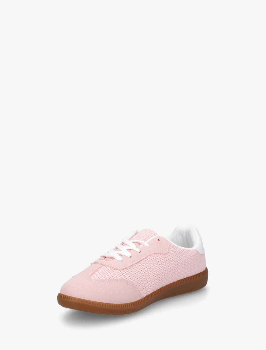 Sneakers bi-matière à semelle caoutchouc - Rose - 3