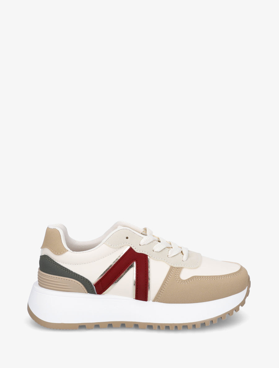 Baskets à empiècement graphique - Bordeaux - 1