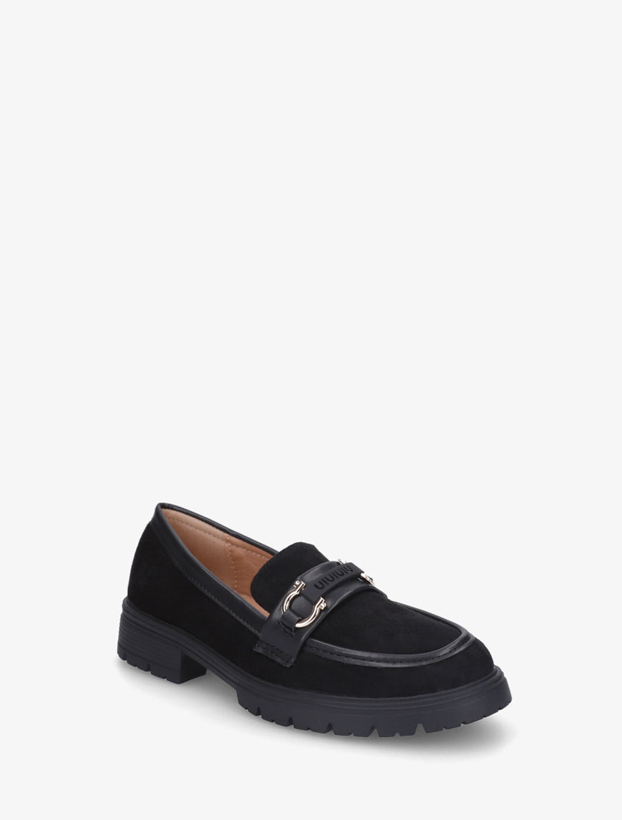 Mocassins en suédine à boucle décorative - Noir - 2