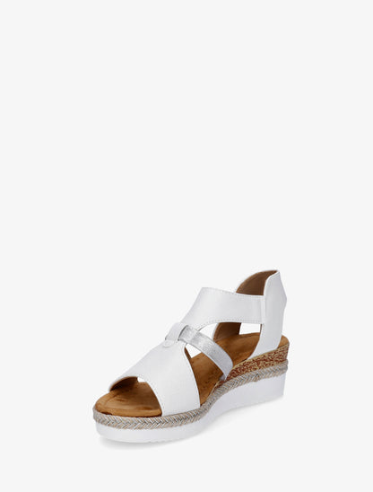 Sandales compensées à bride texturée - Blanc - 3