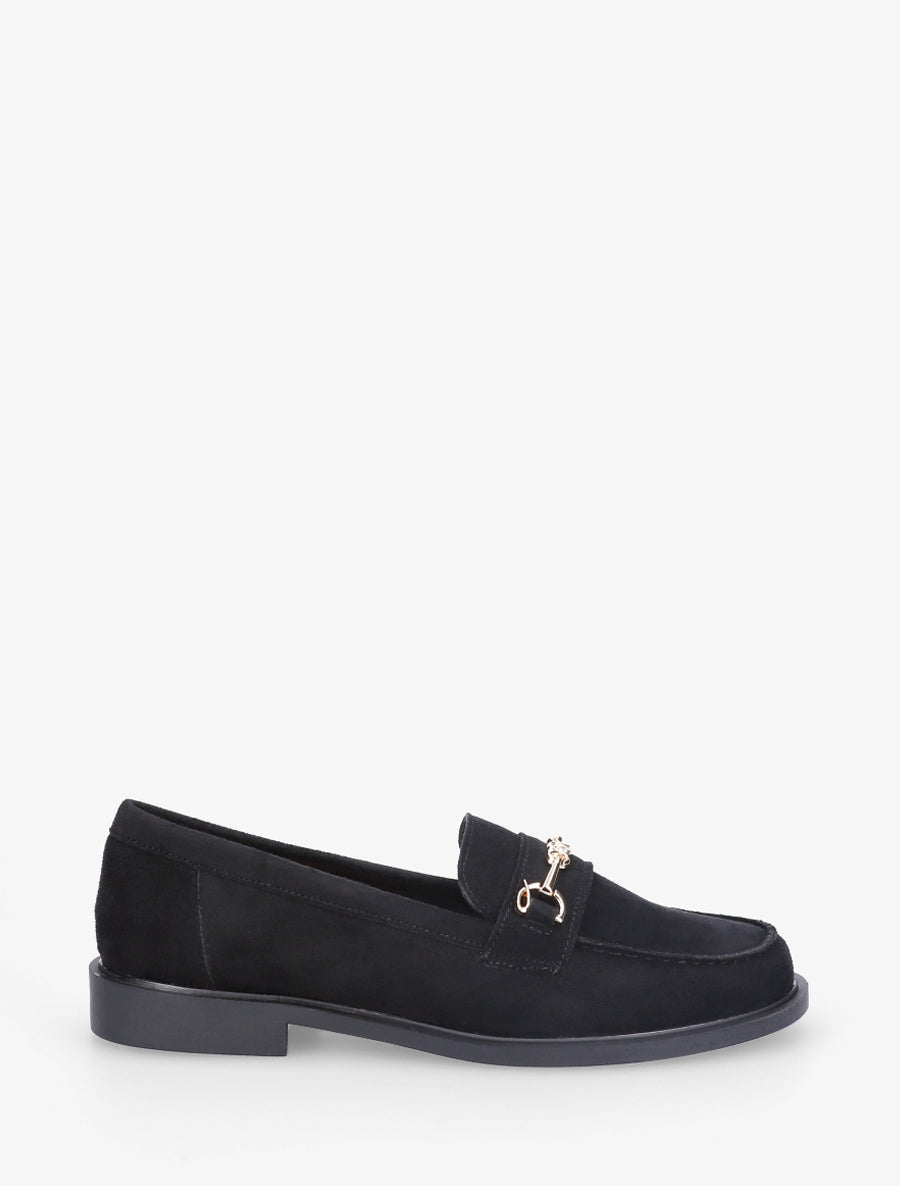 Mocassins en suédine à boucle métallique - Noir - 1