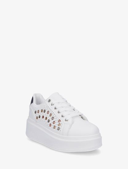 Baskets à semelle plateforme et oeillets - Argent - 2