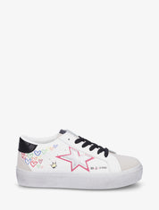 Sneakers floqués à semelle effet vintage - Gris - 1