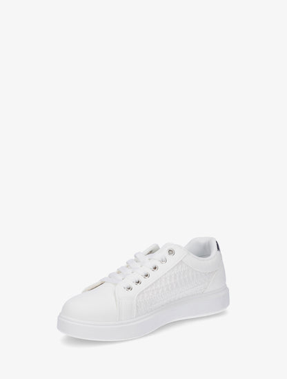 Baskets en simili effet tissé - Blanc - 3