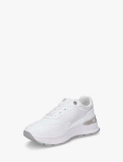 Baskets en simili et bandes contrastantes - Blanc - 3