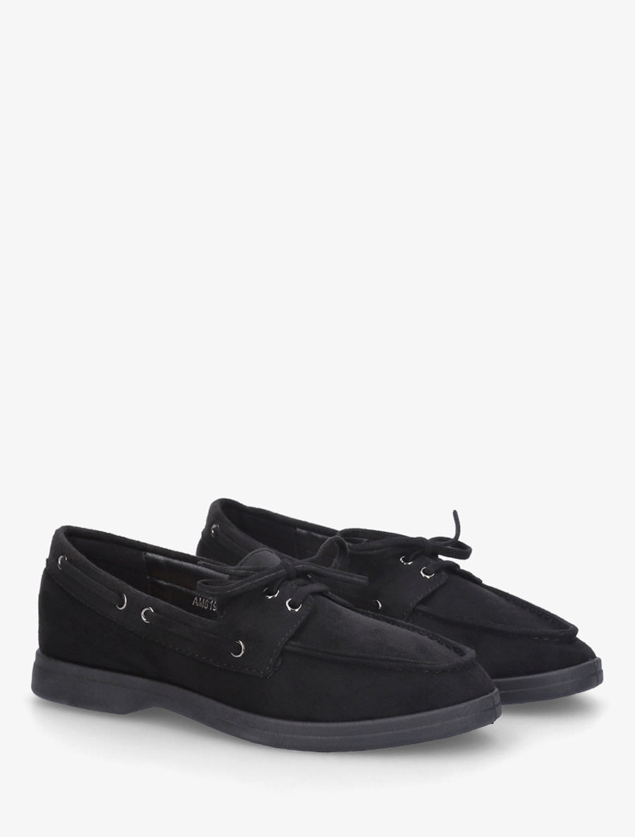 Mocassins en suédine à lacets - Noir - 4