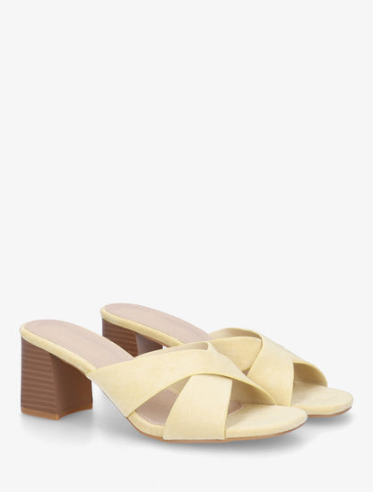 Mules croisées en suédine - Jaune - 4