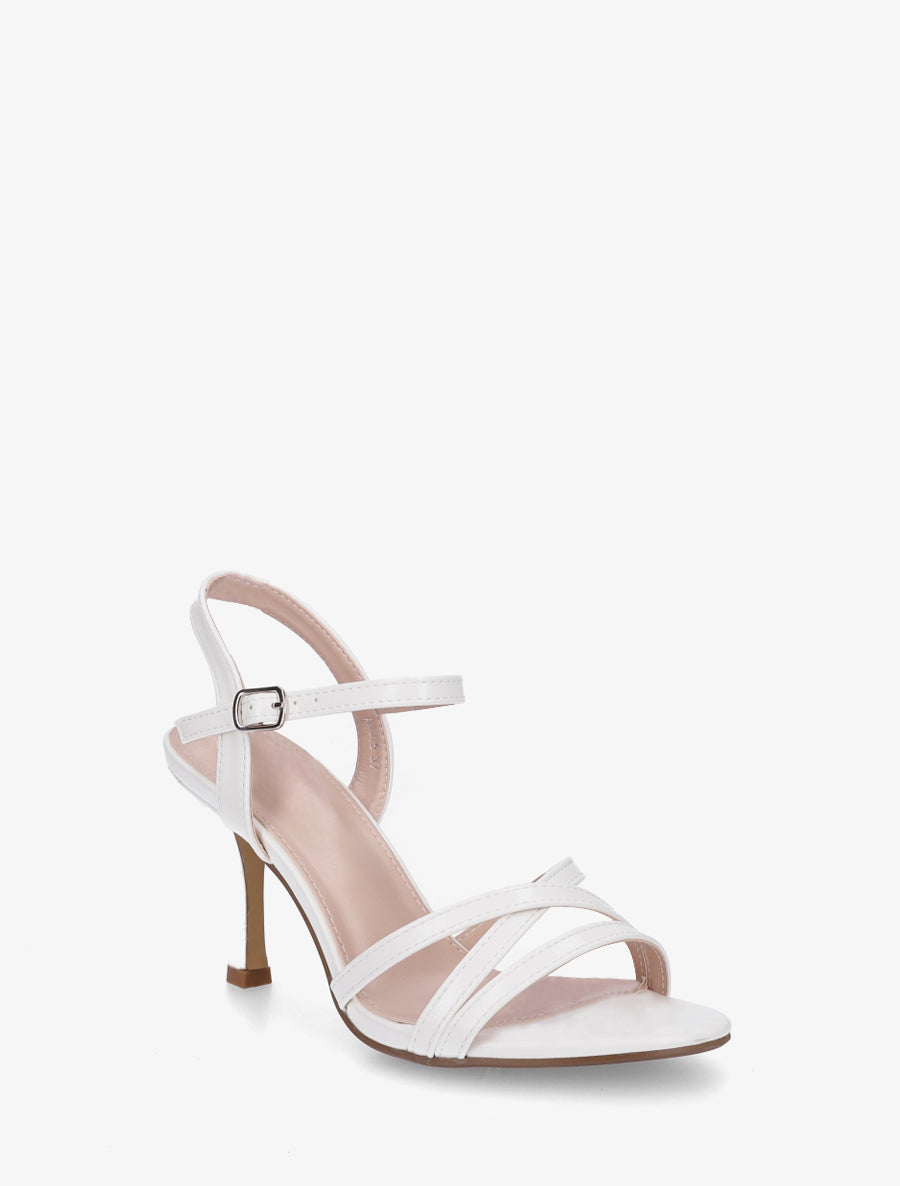 Sandales unies en simili à talon talus - Blanc - 2