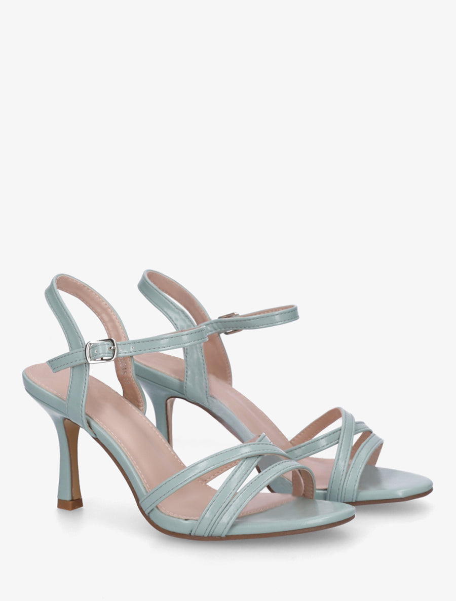 Sandales unies en simili à talon talus - Vert d&