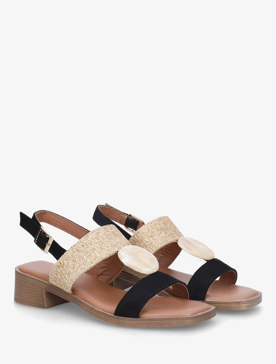 Sandales à empiècement bijou style pierre - Noir - 4