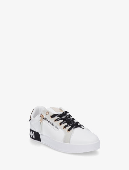 Baskets en simili à bande irisée et zip - Blanc - 2