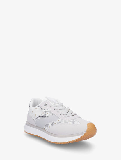 Sneakers en simili à motif pâquerettes - Argent - 2