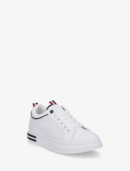Sneakers piquetés en simili - Blanc/noir - 2