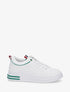 Sneakers piquetés en simili - Blanc/vert - 1