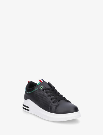 Sneakers piquetés en simili - Noir/vert - 2
