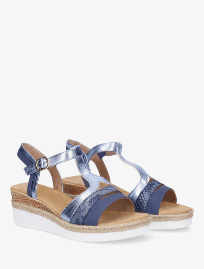 Sandales nacrées à bride en T fantaisie - Bleu - 4