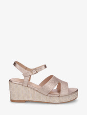 Sandales effet python à talon compensé - Rose gold - 1