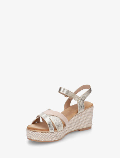 Sandales compensées effet python irisé - Or - 3