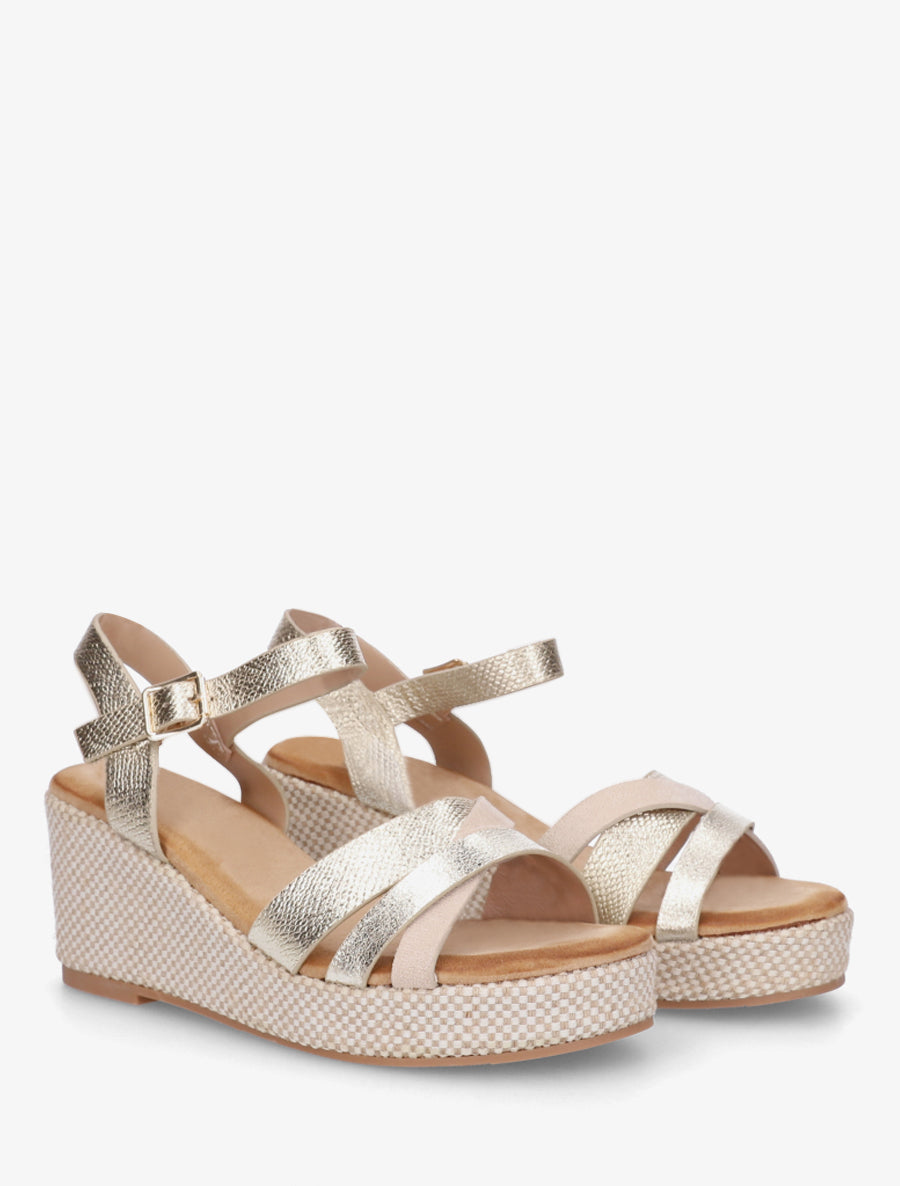 Sandales compensées effet python irisé - Or - 4