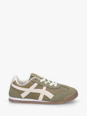 Baskets en tissu à empiècements simili - Kaki - 1