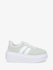 Baskets effet nubuck à bandes - Vert pâle - 1
