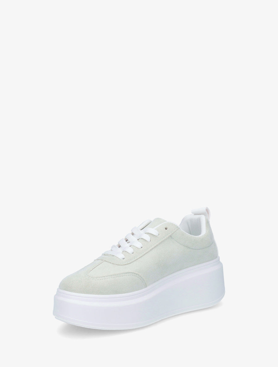 Baskets effet nubuck à bandes - Vert pâle - 3