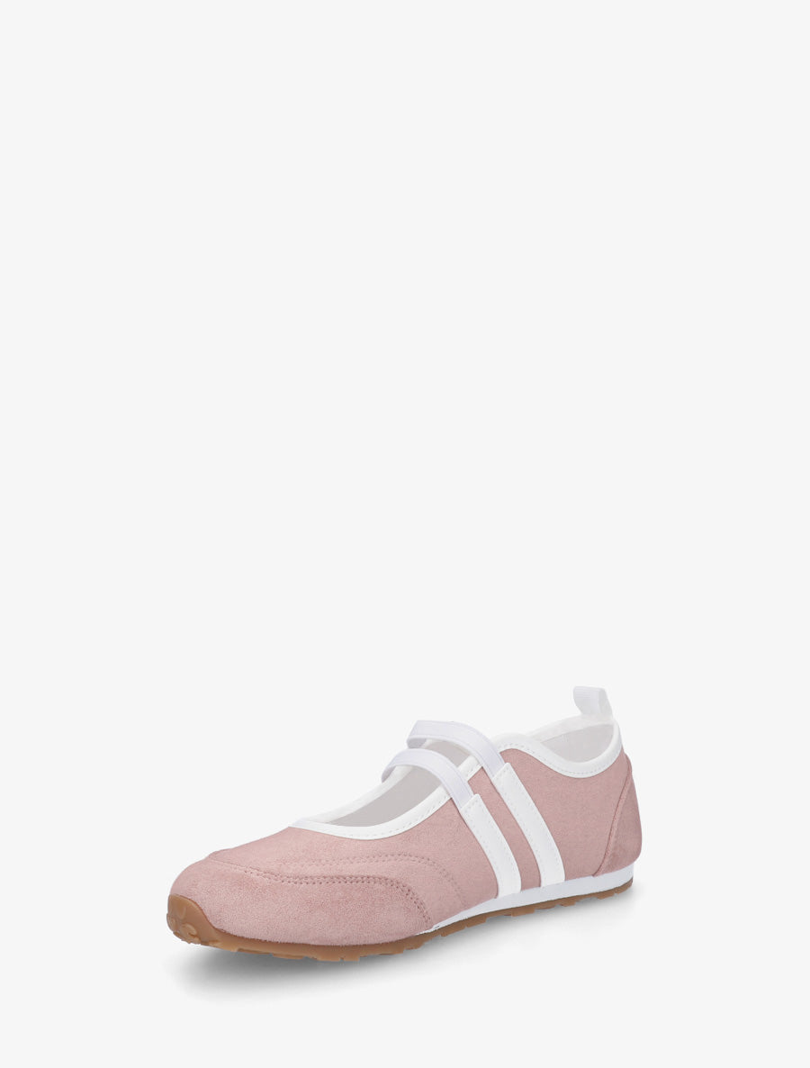 Ballerines en suédine à bandes - Rose - 3
