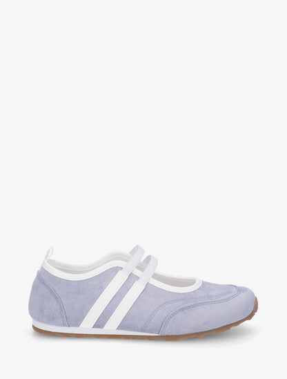 Ballerines en suédine à bandes - Bleu ciel - 1