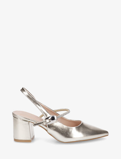 Escarpins unis à bride strassée - Or - 1