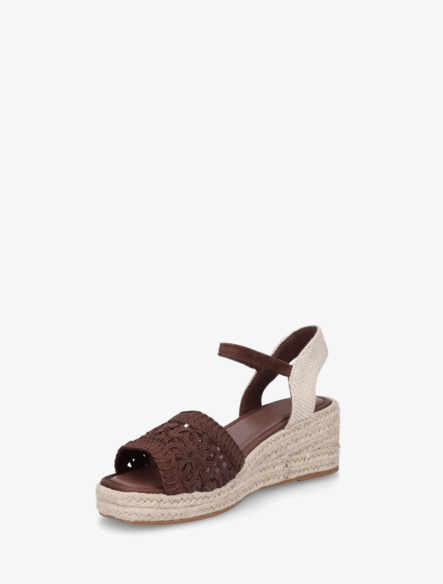 Sandales compensées à semelle en raphia - Marron - 3