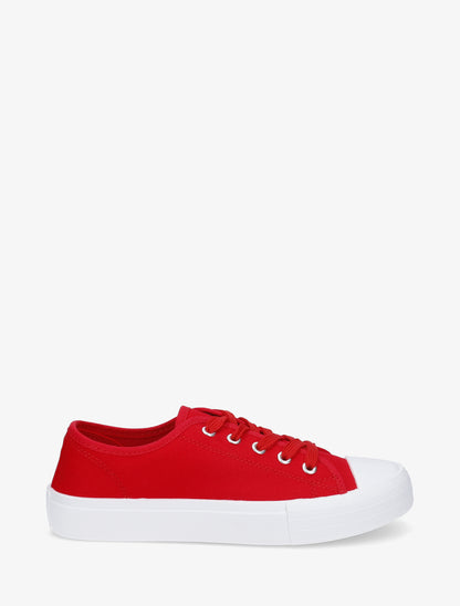 Tennis unis en toile - Rouge - 1