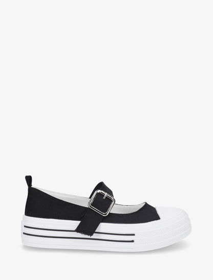 Ballerines style baskets à scratch - Noir - 1