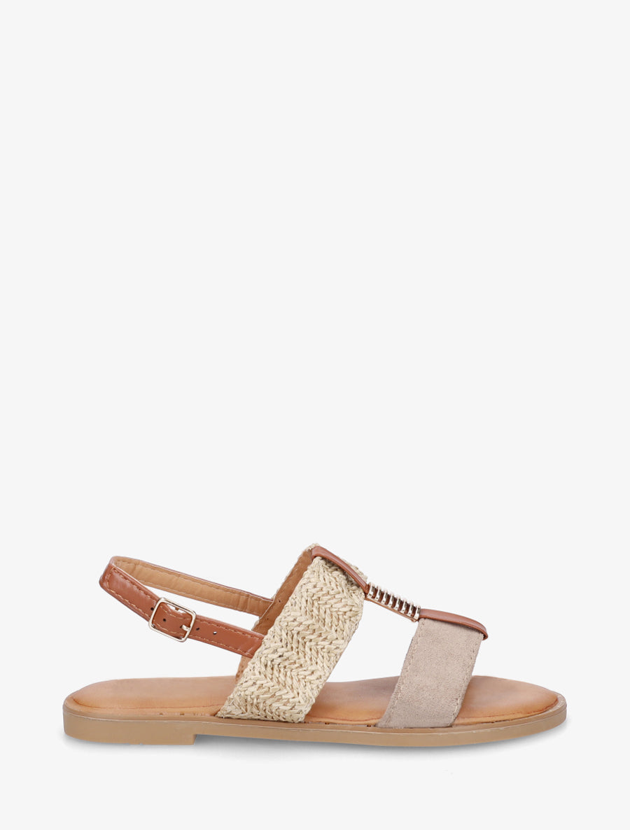 Nu-pieds à bijou métallique - Taupe - 1