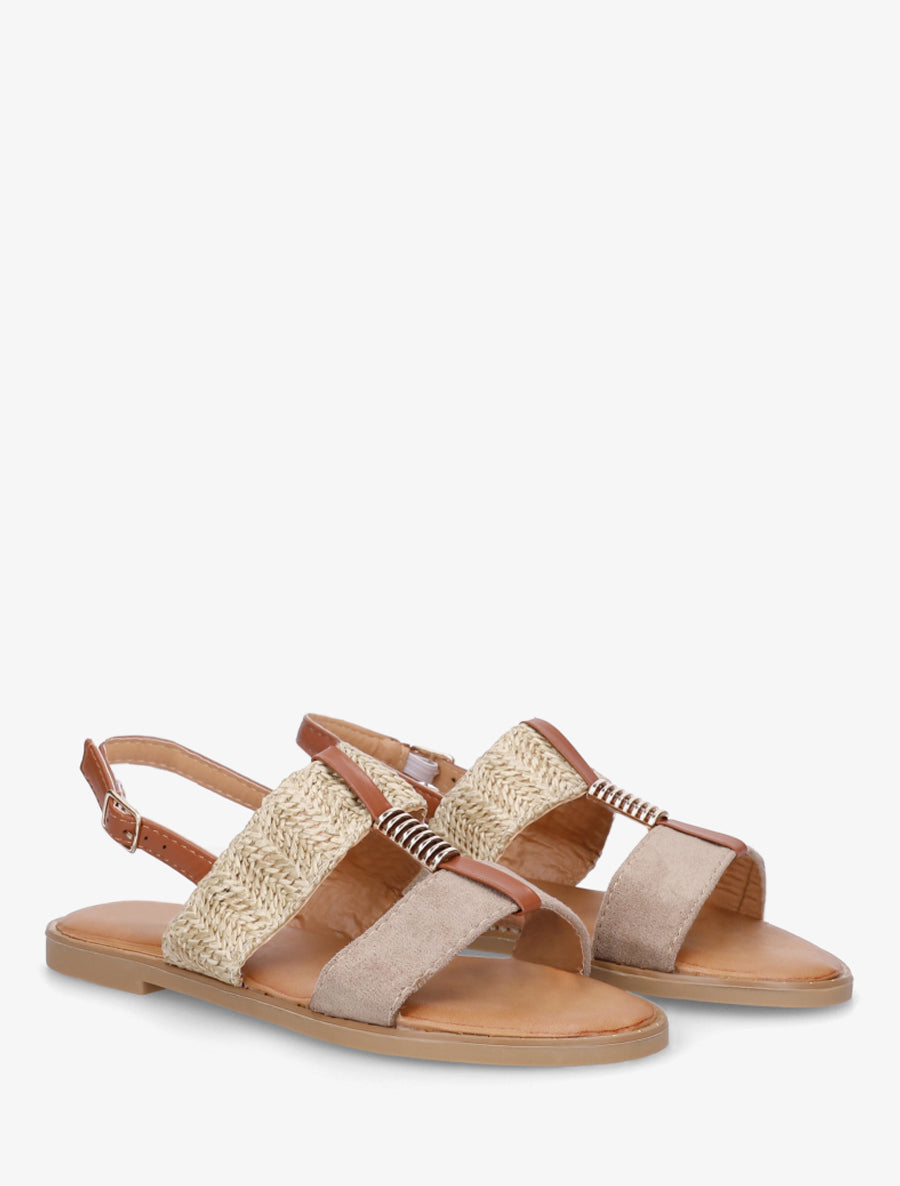 Nu-pieds à bijou métallique - Taupe - 4