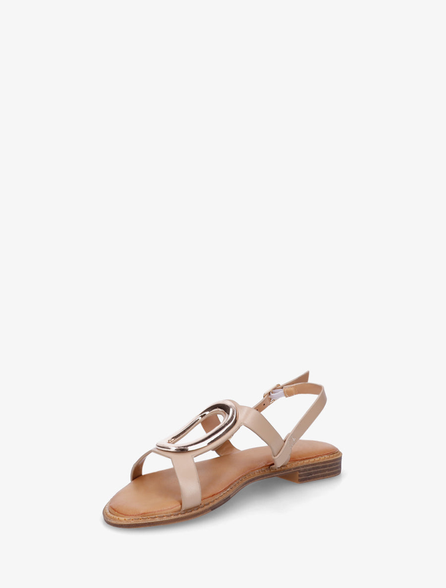 Nu-pieds à bijou métallique doré - Taupe - 3