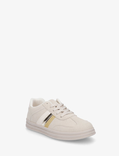 Tennis en suédine à bandes contrastantes - Beige - 2