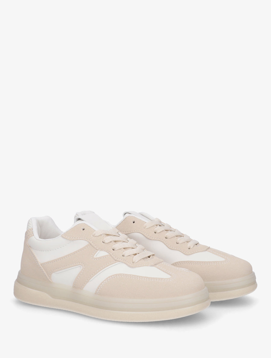 Tennis en simili à empiècement graphique - Beige - 4