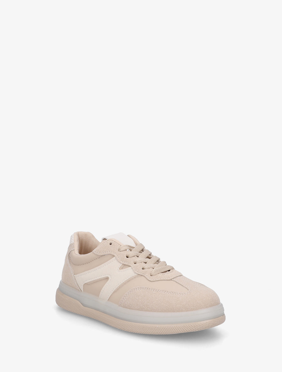 Tennis en simili à empiècement graphique - Taupe