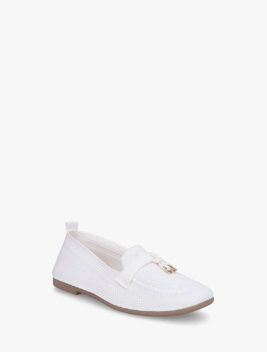 Mocassins en tissu à bijoux - Blanc - 2
