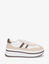 Sneakers à plateforme et empiècement effet nubuck - Beige - 1