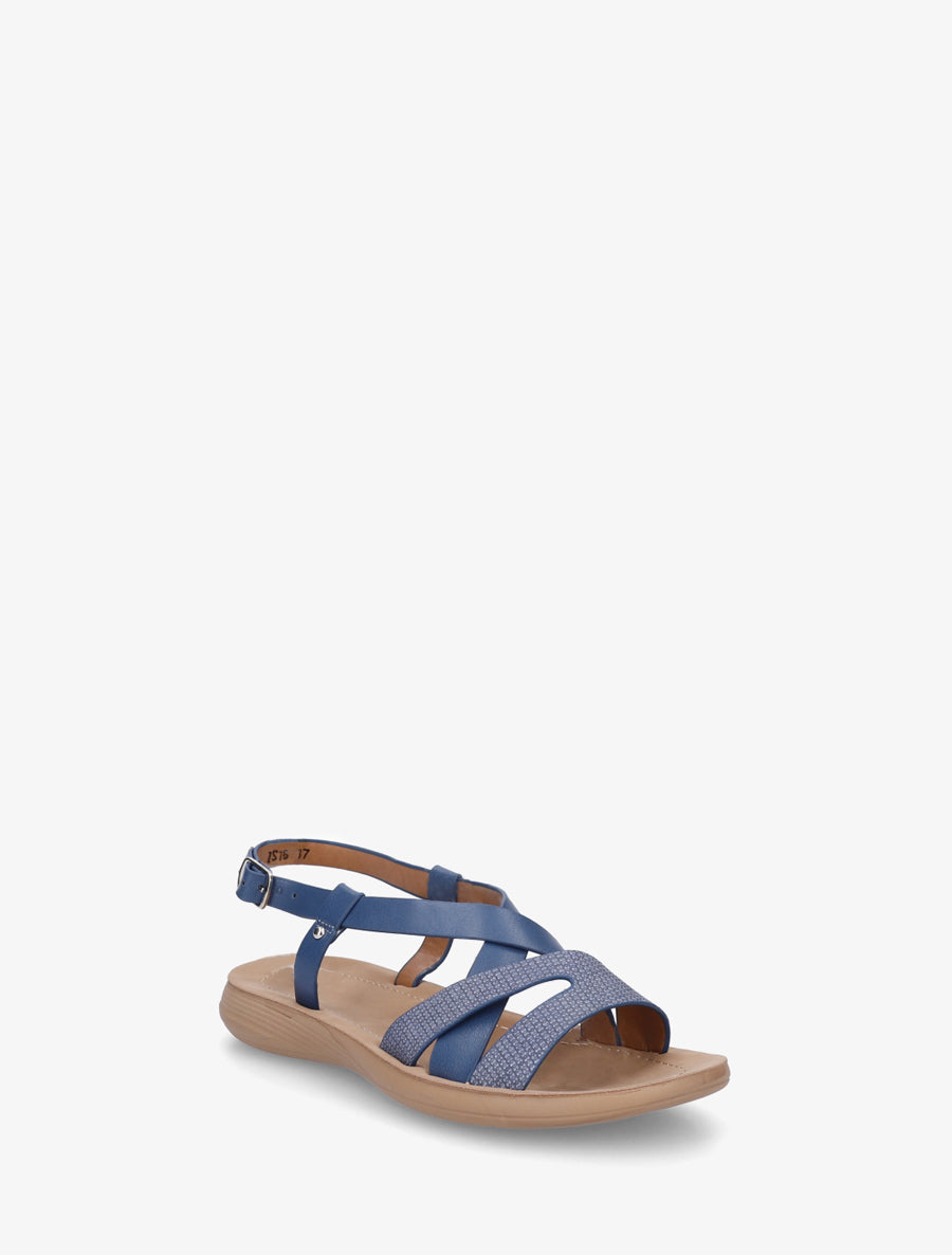 Nu-pieds à brides croisées en simili - Marine - 2