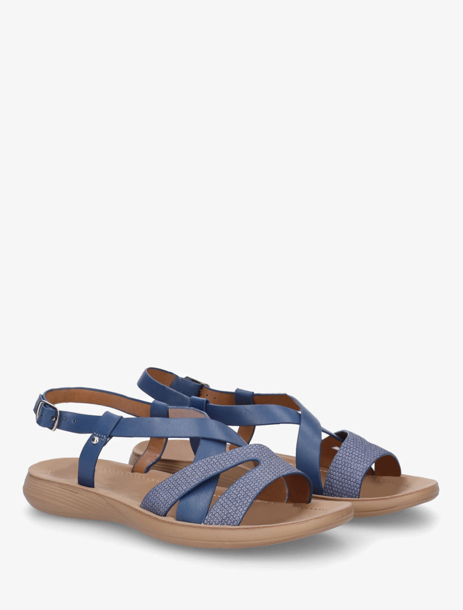 Nu-pieds à brides croisées en simili - Marine - 4