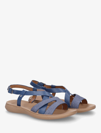 Nu-pieds à brides croisées en simili - Marine - 4