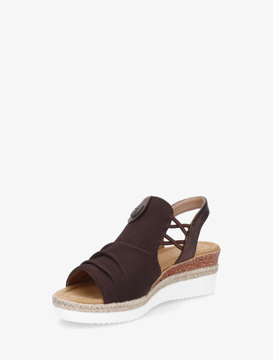 Sandales compensées à médaille rosace - Marron - 3