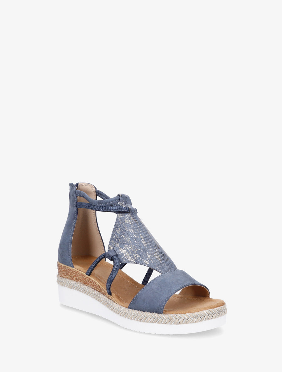 Sandales irisées à talon compensé - Bleu - 2